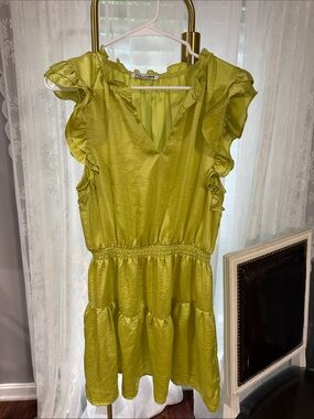 Steve Madden Lime Green Ruffle Mini Dress